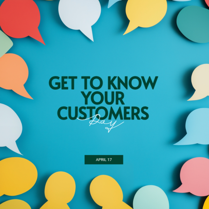 Blue Modern & Minimal Get To Know Your Customers Day Instagram Post template