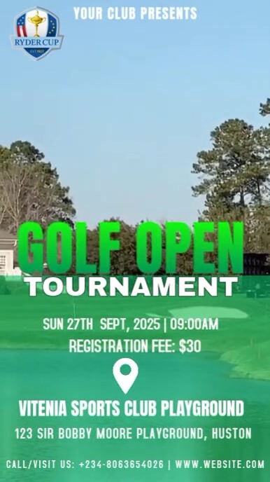 Blue Modern & Minimal Golf Tournament Games Instagram Story template