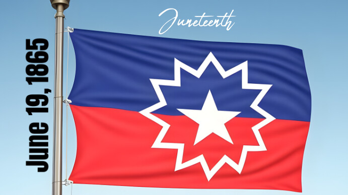 Blue Modern & Minimal Gradient Juneteenth Day Digital Display (16:9) template