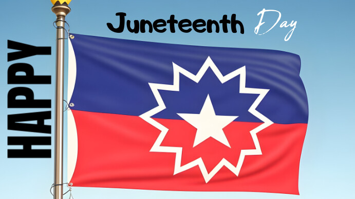Blue Modern & Minimal Gradient Of Juneteenth Digital Display (16:9) template