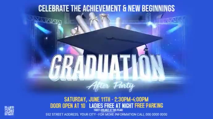 Blue Modern & Minimal Graduation After Party Digital Display Video ...