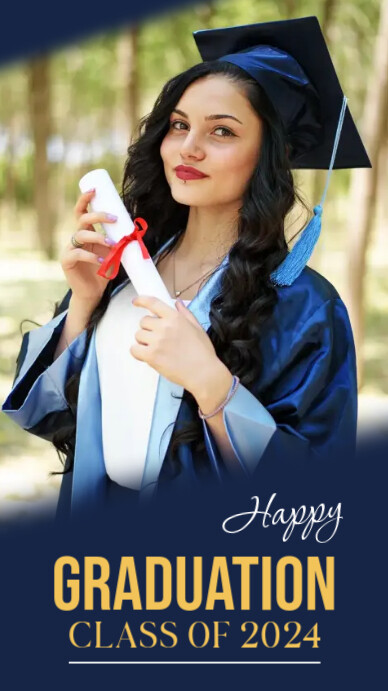 Blue Modern & Minimal Graduation Announcement Instagram Story Instagram-verhaal template