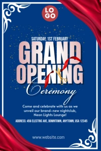 Blue Modern & Minimal Grand Opening Ceremony Poster Iphosta template