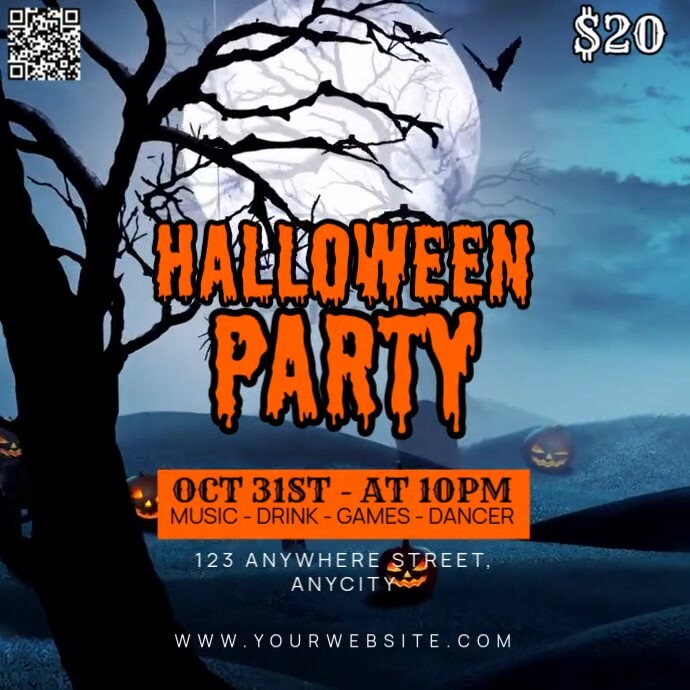 Blue Modern & Minimal Halloween Party Pos Ins Template | PosterMyWall
