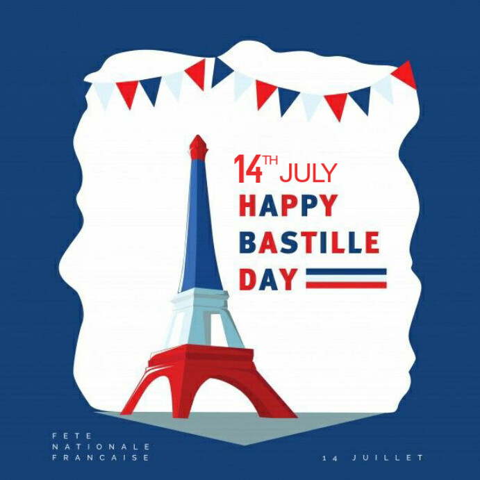Blue Modern & Minimal Happy Bastille Day Instagram Post template