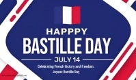 Blue Modern & Minimal Happy Bastille Day  Tag template