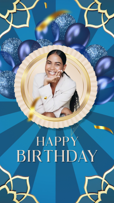 Copy of Blue Modern & Minimal Happy Birthday Blue And Gold Instagram ...
