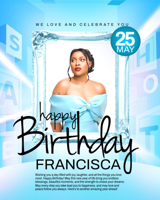 Blue Modern & Minimal Happy Birthday Design Instagram Portrait Template ...