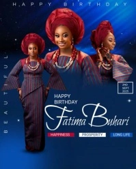 Blue Modern & Minimal Happy Birthday Flyer Template  Instagram Portrait