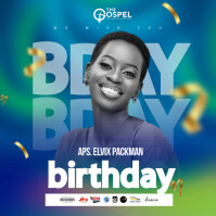 Blue Modern & Minimal Happy Birthday  Instagram Post Instagram-Beitrag template