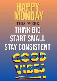 Blue Modern & Minimal Happy Monday Motivation A1 template