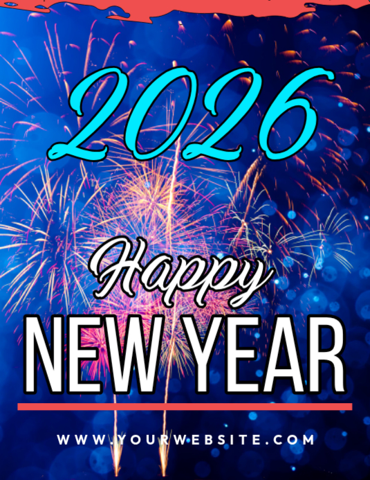 Blue Modern & Minimal Happy New Year Flyer (us Letter) Template ...