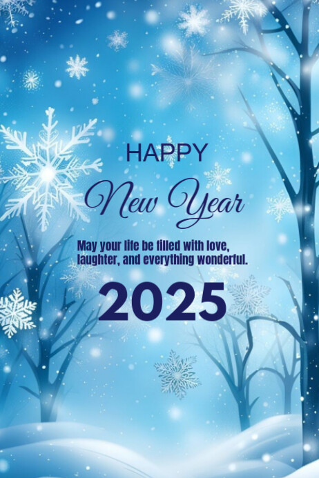 Blue Modern & Minimal Happy New Year Poster Template | PosterMyWall