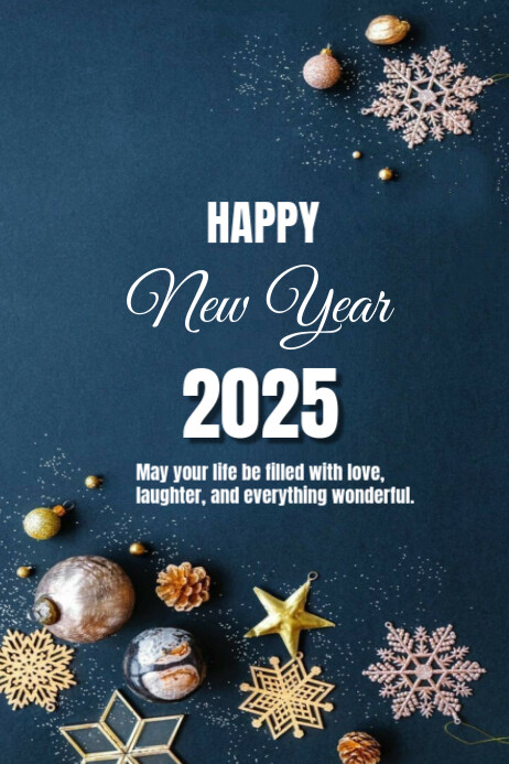 Blue Modern & Minimal Happy New Year Poster Template | PosterMyWall