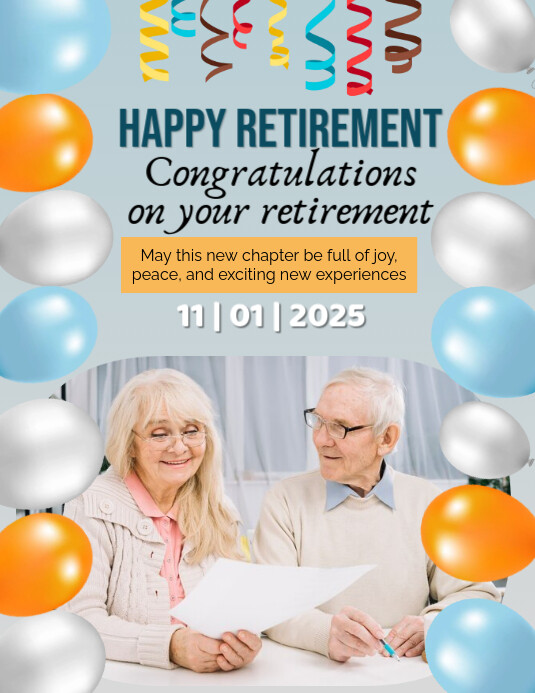 Blue Modern & Minimal Happy Retirement Flyer (us Letter) Template ...