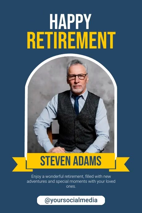 Retirement Poster Examples Blue Modern & Minimal Happy Retirement Poster Template | PosterMyWall