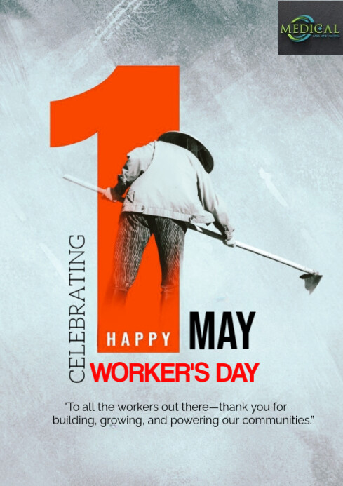 Copy of Blue Modern & Minimal Happy Workers Day 1st May Greetings And ...