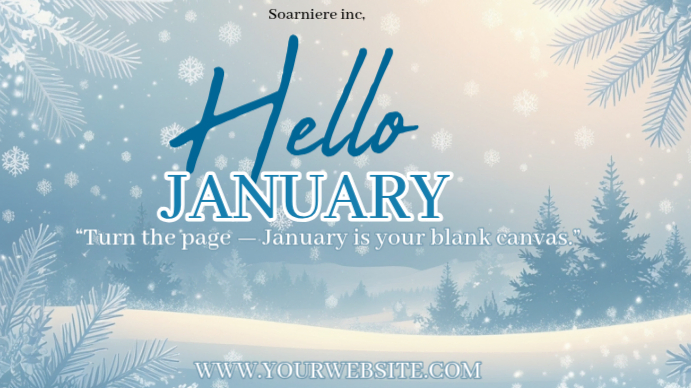 January Blue Design Blue Modern & Minimal Hello January Winter Post Design Digital Display ...
