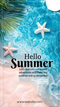 Blue Modern & Minimal Hello Summer Instagram Story template