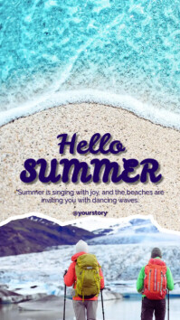 Blue Modern & Minimal Hello Summer Instagram Story template