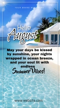 Blue Modern & Minimal Hello Welcome August Instagram Story Instagram-Story template