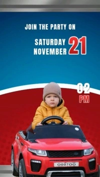 Blue Modern & Minimal Heroic Birthday Party Digital Display (9:16) template