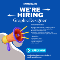 Blue Modern & Minimal Hiring Square (1:1) template