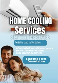 Blue Modern & Minimal Home Cooling Services A3 template