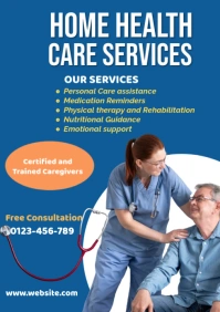 Blue Modern & Minimal Home Health Care Services A2 template