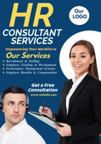 Blue Modern & Minimal Hr Consultant Services  A4 template