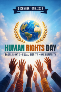 Blue Modern & Minimal Human Rights Day Poster Affiche template