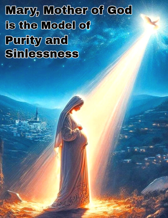 Blue Modern & Minimal Immaculate Conception  Flyer (us Letter) template