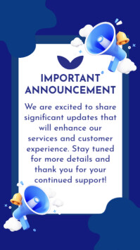 Blue Modern & Minimal Important Announcement Instagram Story template