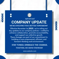 Blue Modern & Minimal Important Announcement Company Update Square (1:1) template