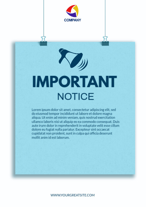 Copy of Blue Modern & Minimal Important Notice A3 | PosterMyWall