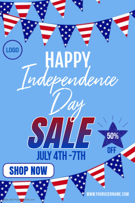 Blue Modern & Minimal Independence Day Sale Flyer Poster Template ...