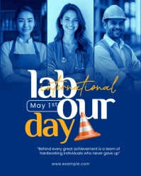 Blue Modern & Minimal International Labour Day 1 May  Instagram Portrait template