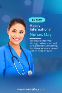 Blue Modern & Minimal International Nurses Day Poster Template – Celebrate May 12 With Healthcare He