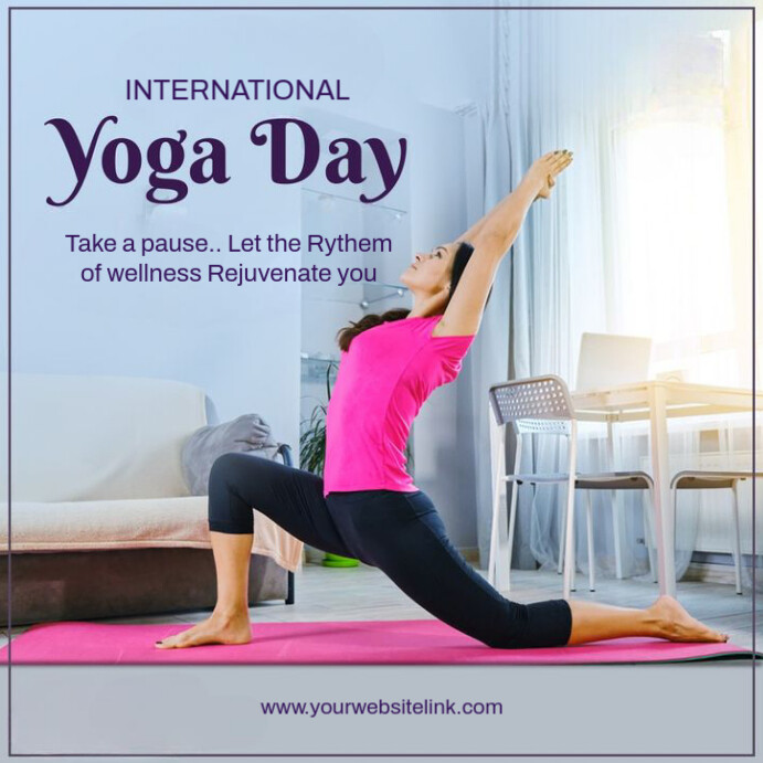 Blue Modern & Minimal International Yoga Day Instagram Post template