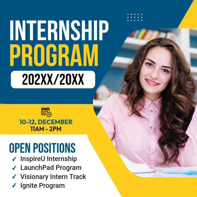 Blue Modern & Minimal Internship Design Poster Instagram Post template