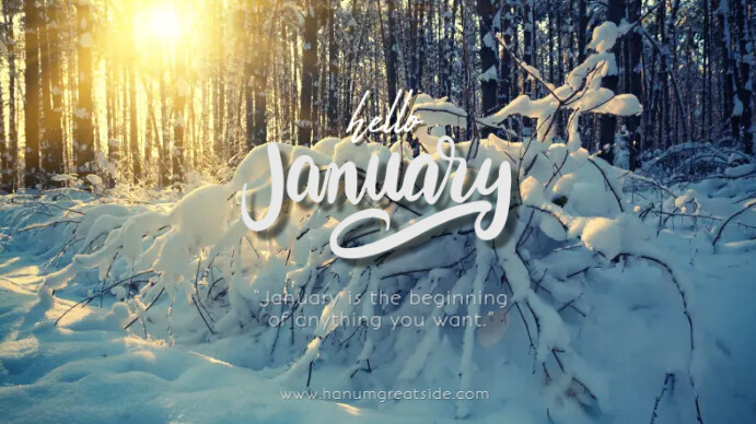 Blue Modern & Minimal January Quote Digital Display (16:9) Template ...