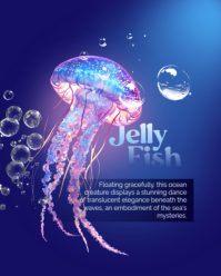 Blue Modern & Minimal Jelly Fish Instagram Portrait template