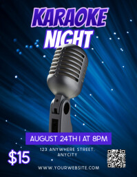 Blue Modern & Minimal Karaoke Night Flyer (us Letter) Iflaya (Incwadi ye-US) template