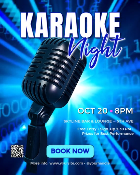 Blue Modern & Minimal Karaoke Night Instagram Portrait Template ...
