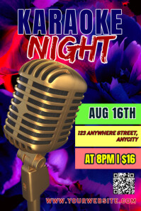 Blue Modern & Minimal Karaoke Night Poster template