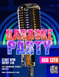 Blue Modern & Minimal Karaoke Party Pamflet (letter As) Iflaya (Incwadi ye-US) template
