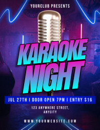Blue Modern & Minimal Karaoke Party Pamflet (letter As) Flyer (US Letter) template