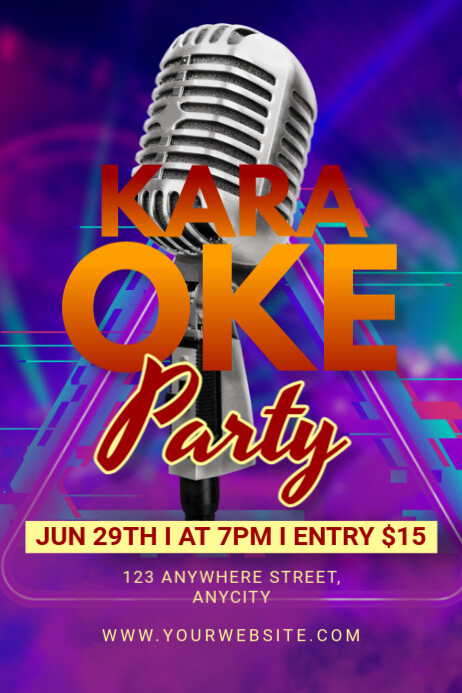 Blue Modern & Minimal Karaoke Party Poster Plakat template