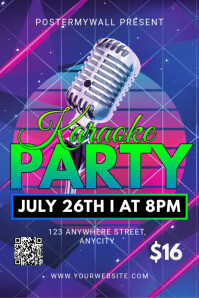 Blue Modern & Minimal Karaoke Party Poster template