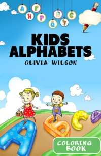 Blue Modern & Minimal Kids Alphabet Coloring Book Half Page Wide Isigamu Sekhasi Ububanzi template